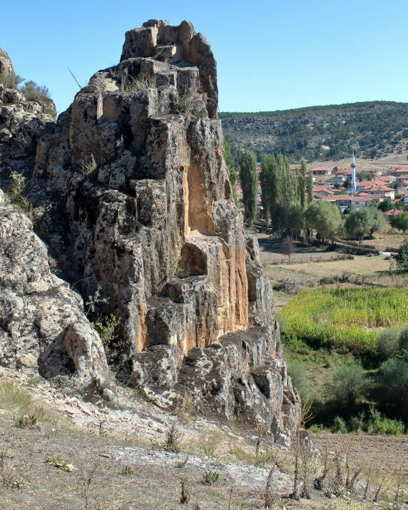 a very big rock on the ground