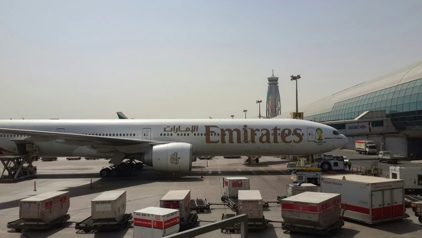 an air plane is shown with its load carts