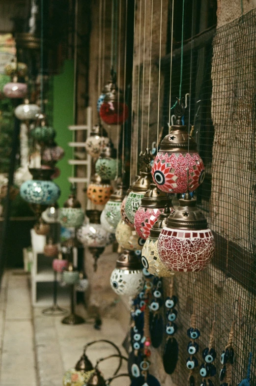 an image of a colorful bazaar with lights