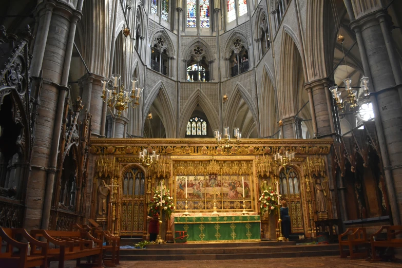 the large cathedral is adorned in gold paint