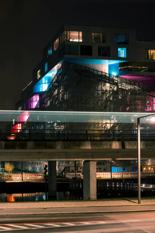 a po taken at night shows buildings on top of each other