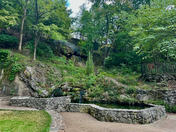 a walkway going up the side of a hill