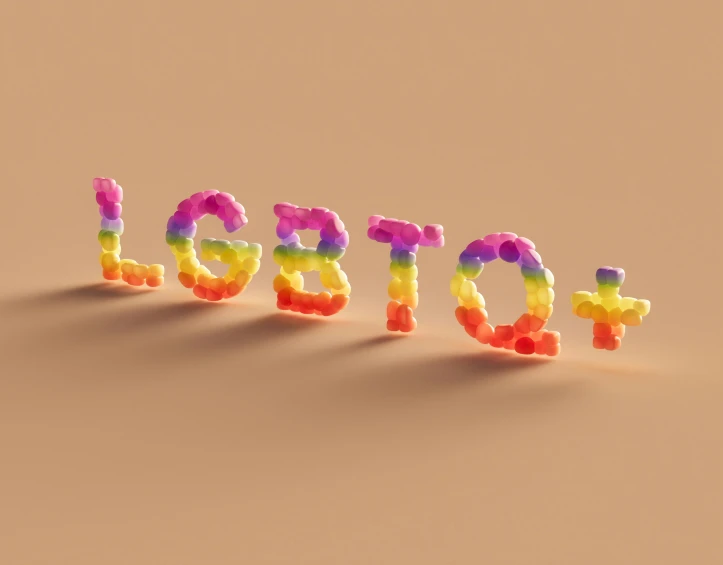 a word made out of brightly colored candy floss