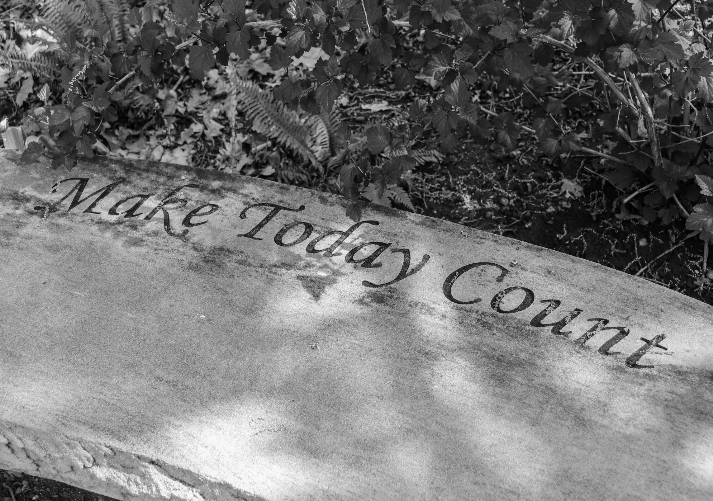 a stone bench that is placed outside on the ground