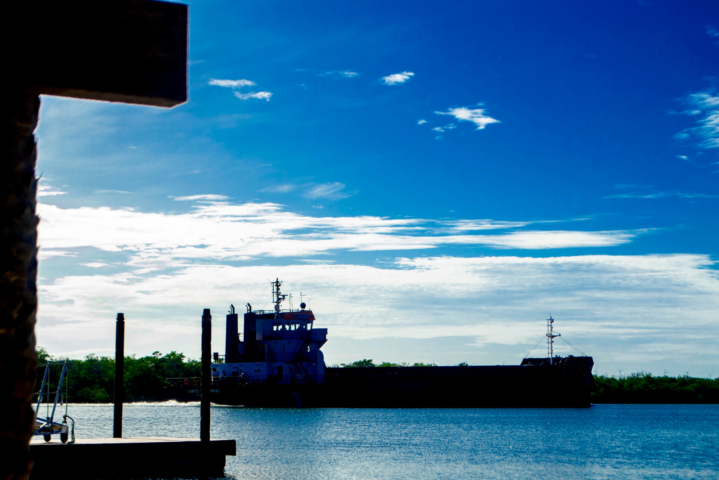 a large ship in the middle of the water