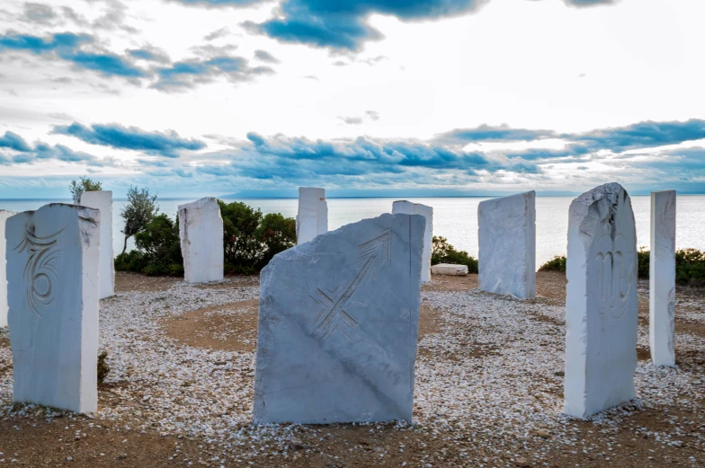 an image of a cemetery by the sea