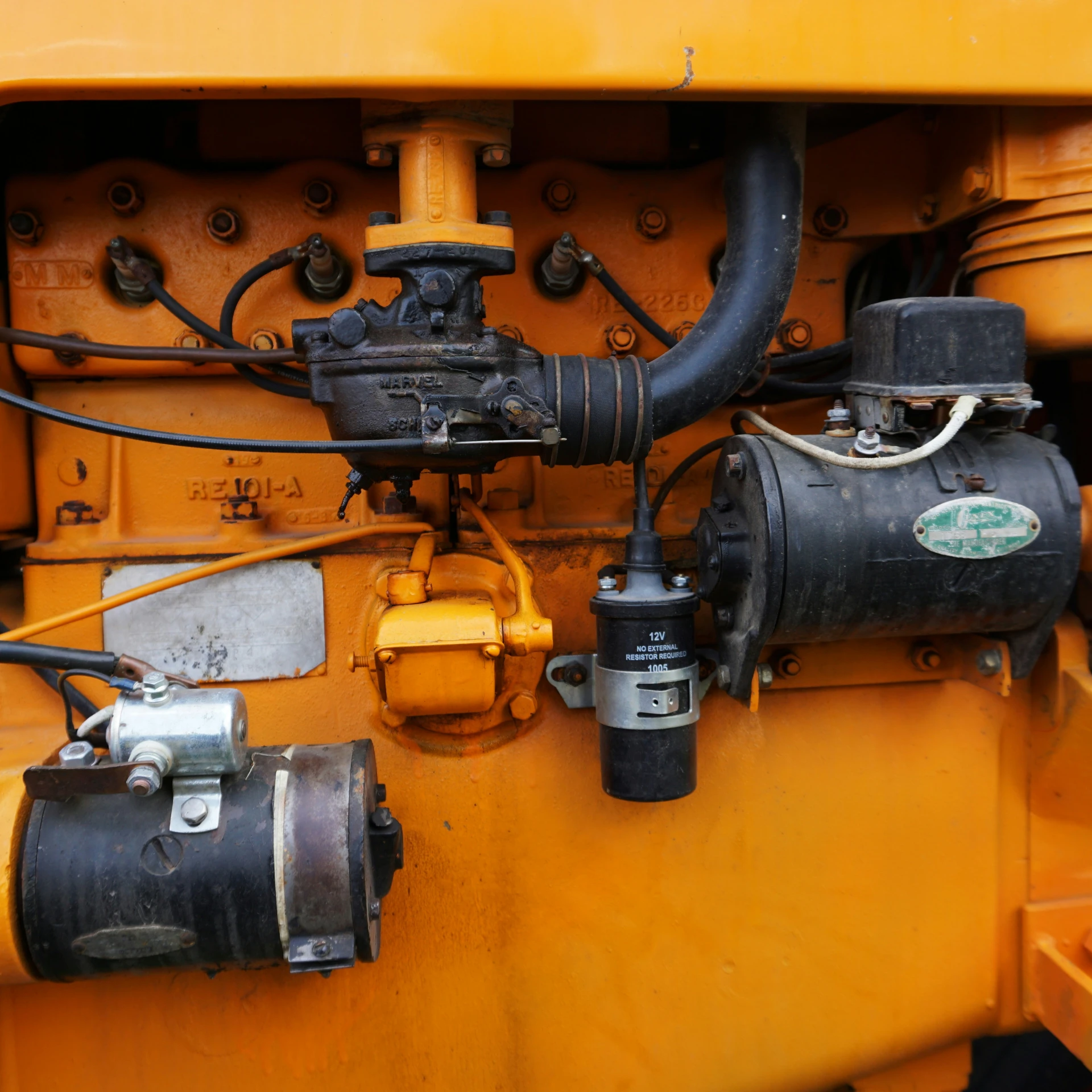 a close up view of a large yellow machine