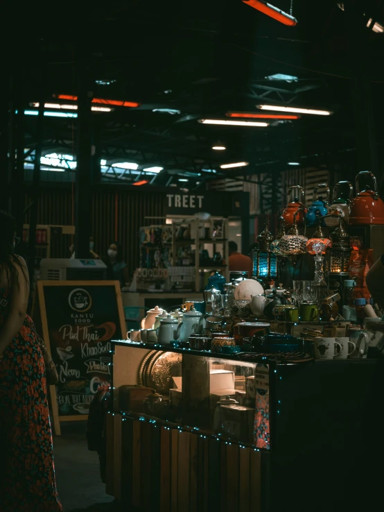 two women shopping in an indoor grocery store