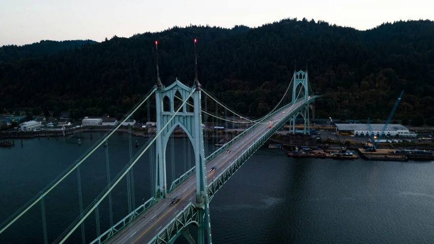 the large bridge has an opening to connect traffic