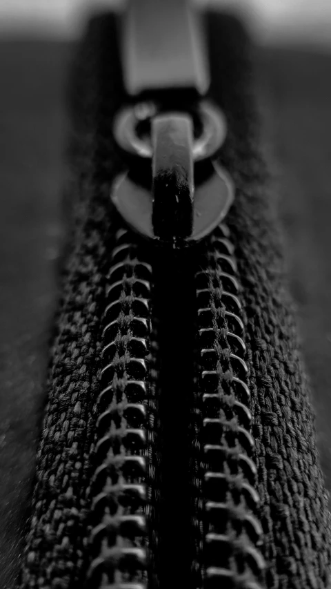 a black and white po of a zipper