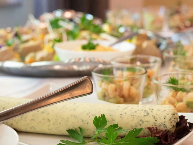 a table that has several food items on it