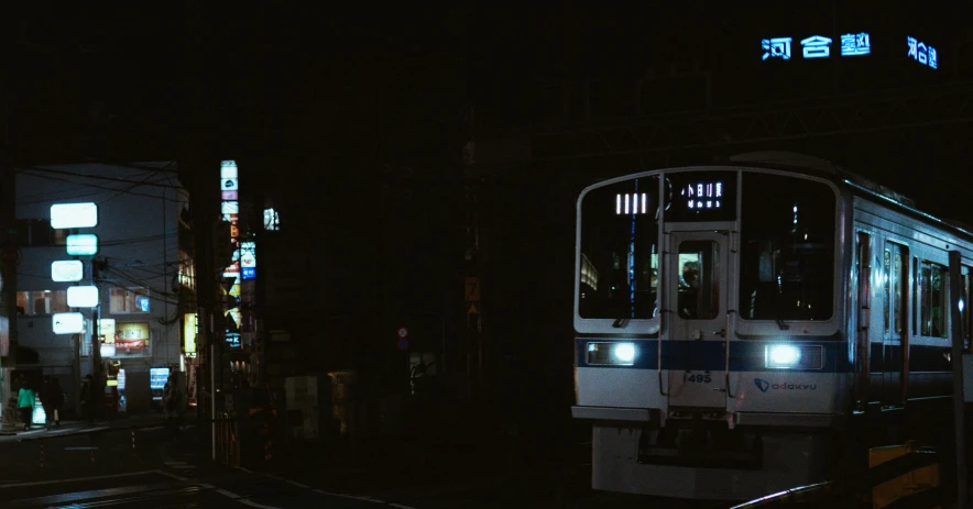 the light on the subway car is shining brightly