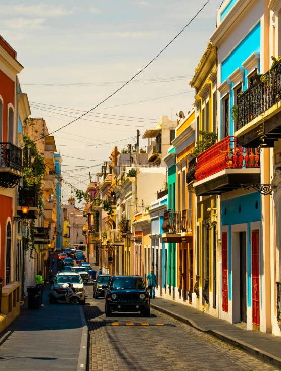 this street is mostly painted with multicolored building