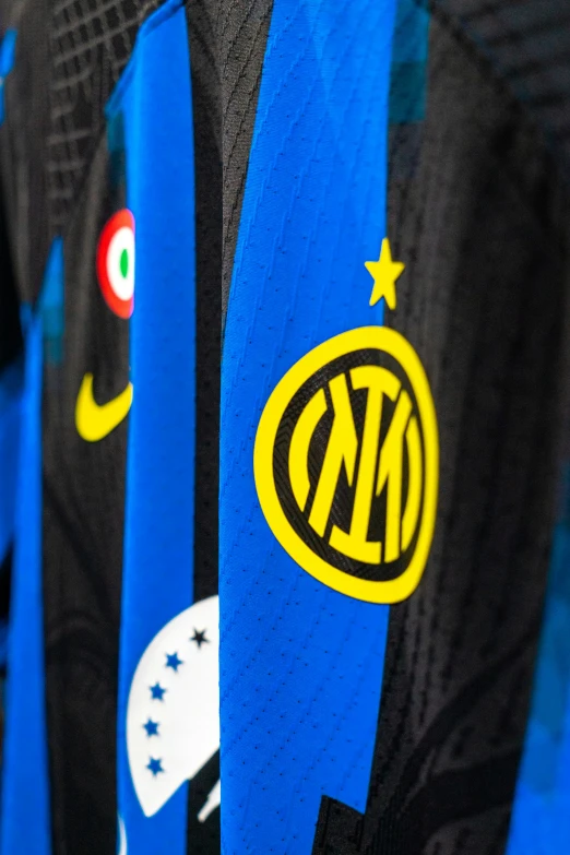 several soccer jerseys with the logo of inter