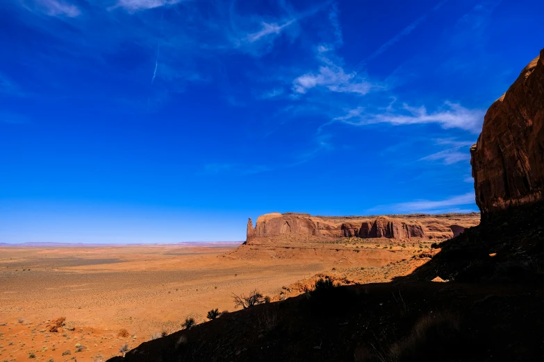 a bright blue sky over the desert and desert area