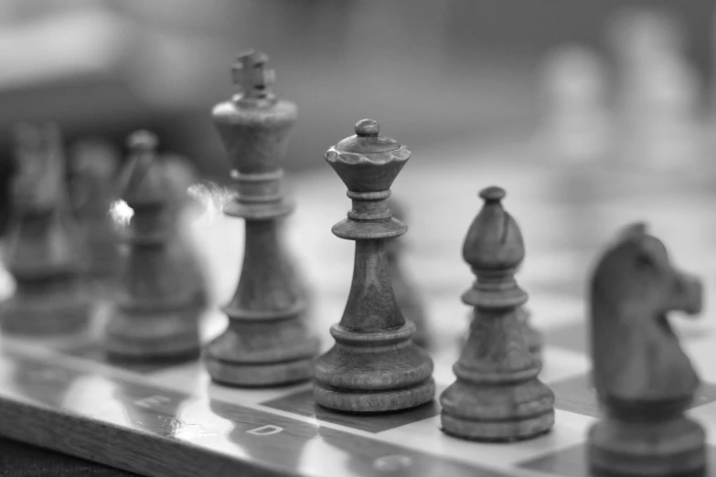 the chess set is in black and white