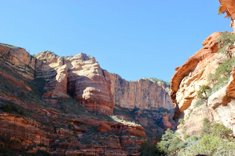 a narrow section of rocky terrain that appears to be canyon