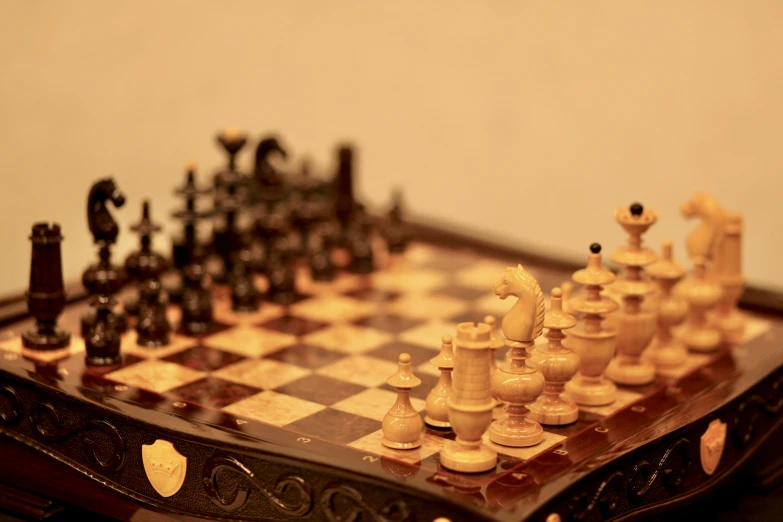 a chess board with chess pieces sitting on it