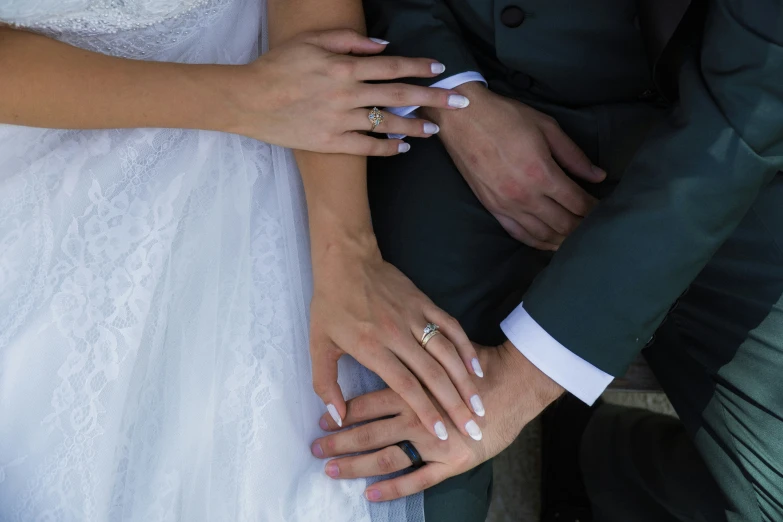 bride and groom's hands with their wedding rings