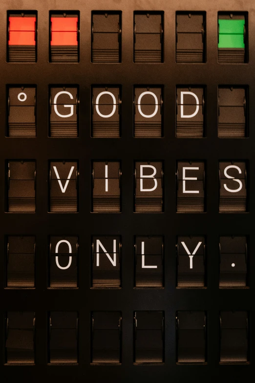 the word good vibes only written on top of various computer keys