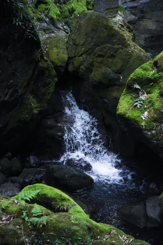 a stream running into a rock pool