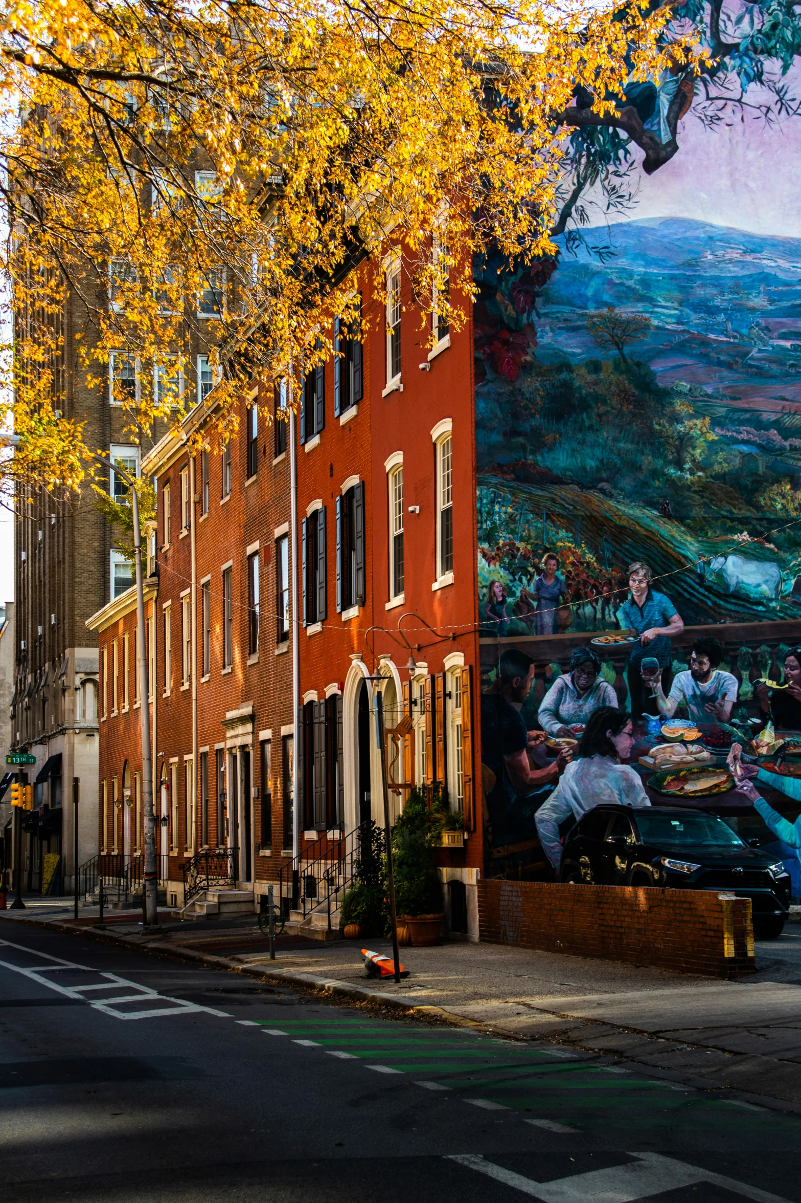 this is a mural on a wall in a neighborhood