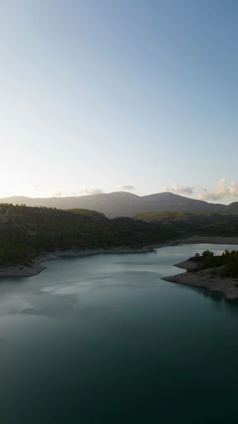 this is the view from a plane of water and land