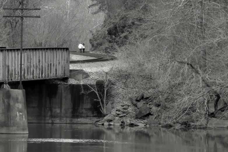 a train is on a bridge that crosses the water