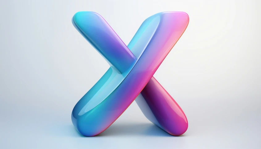 the letter x is made up of plastic and has a pink and blue frosting on it