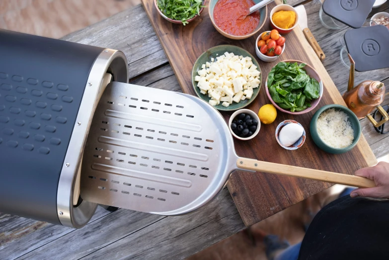 an overhead view of a bunch of food and grater