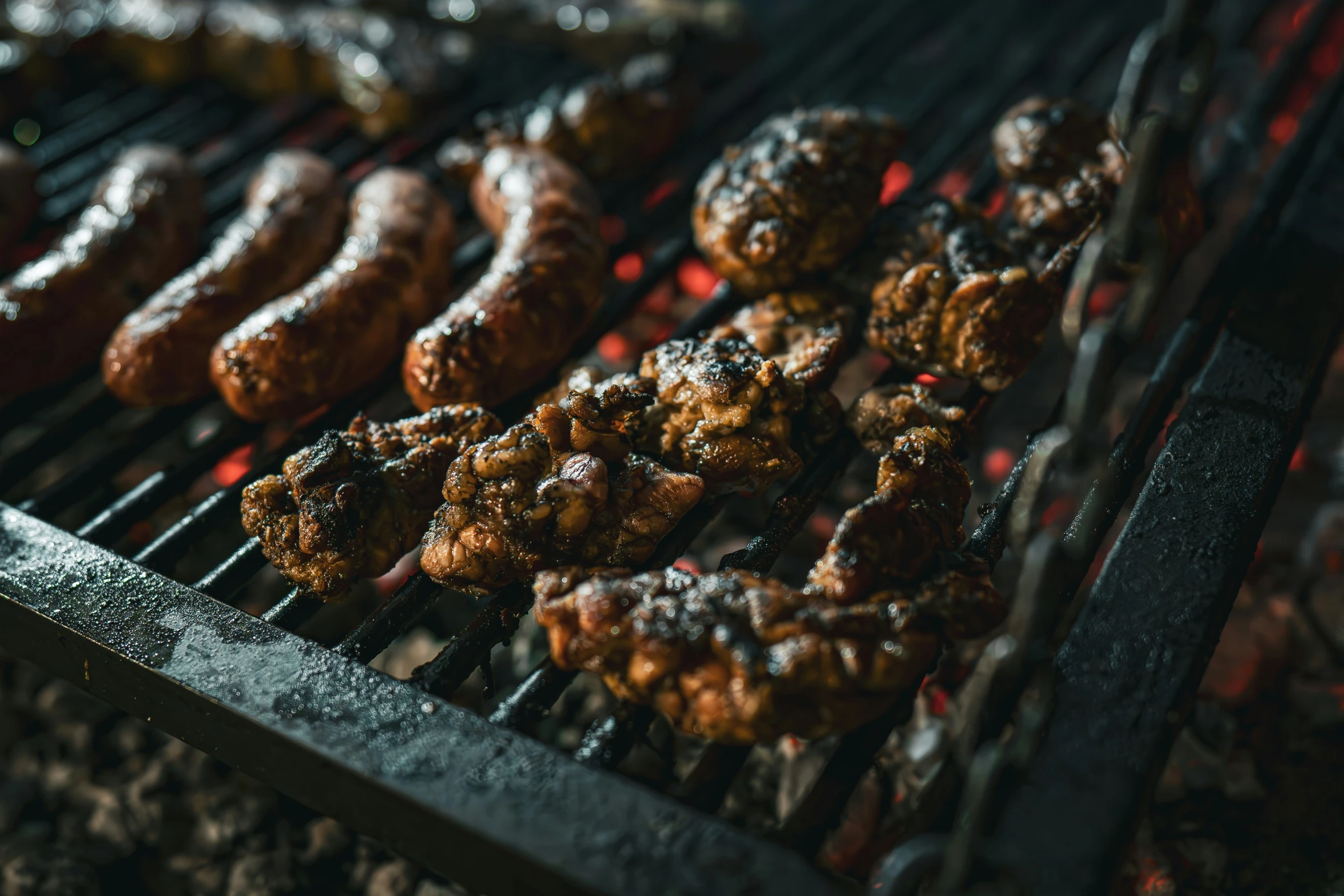 some food is being cooked on a grill