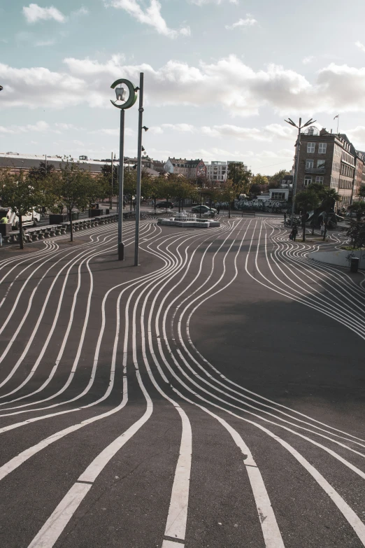 an artistic street made up of many curving lines