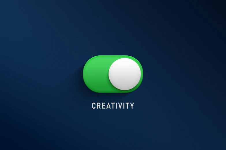 the word creativity written in white text on a green on