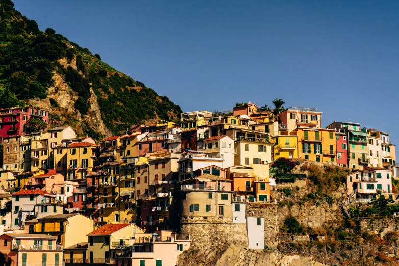 many buildings sit at the top of this steep hill