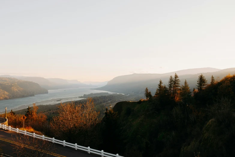 the view over a road, from above a bridge