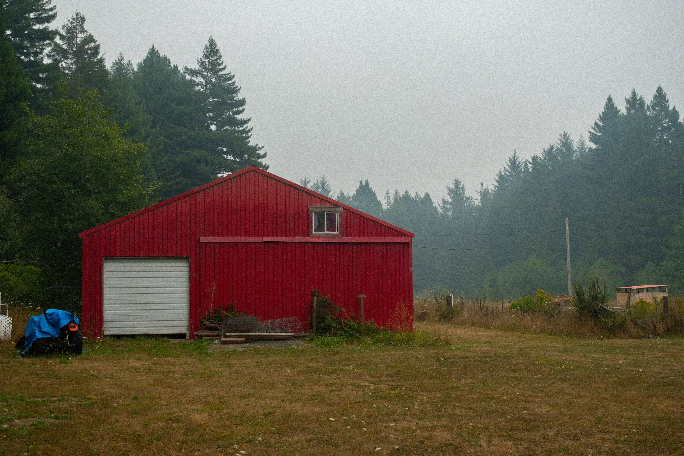 there is an outbuilding and a shed in the background