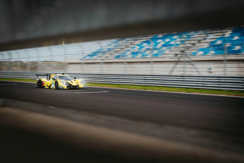 a car is driving on the race track