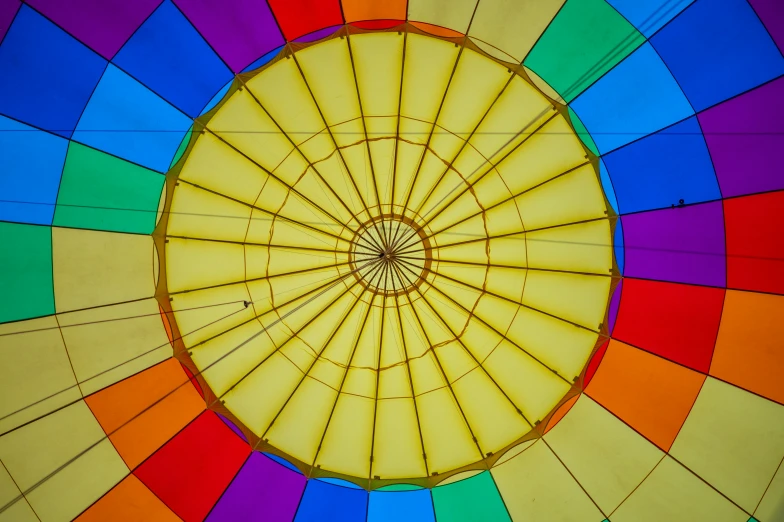 colorful pograph taken from below of a large  air balloon