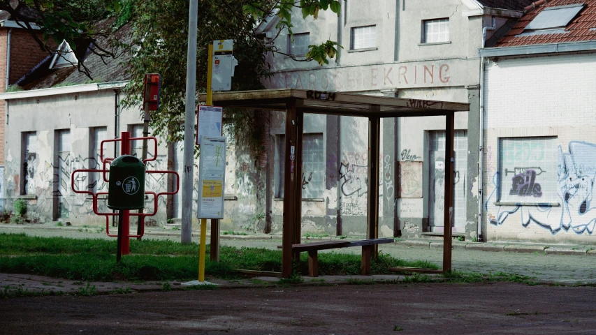 an old building has graffiti on it