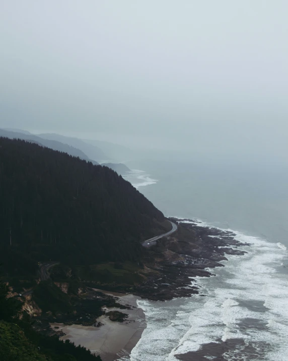 a view of the coast of a large body of water