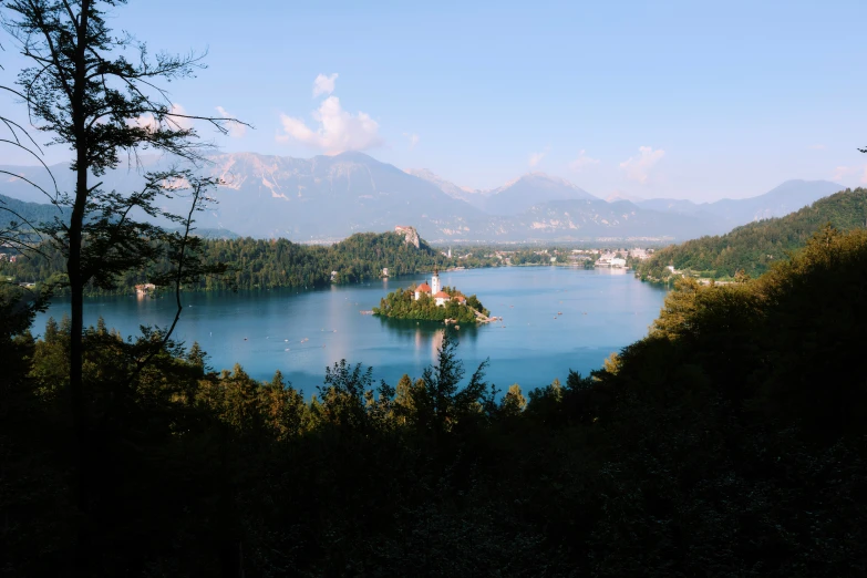 an island that is sitting in the middle of a lake