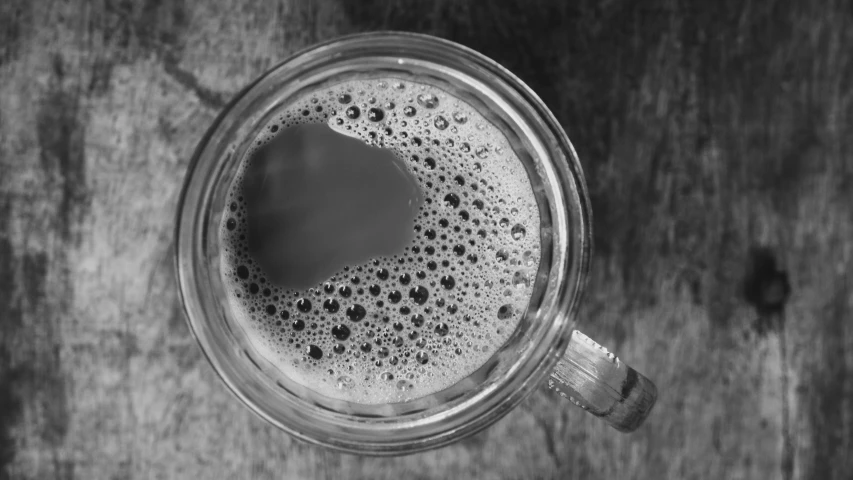 a top down s of a beverage in a glass