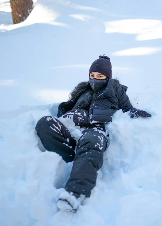 an image of a snowboarder sitting in the snow