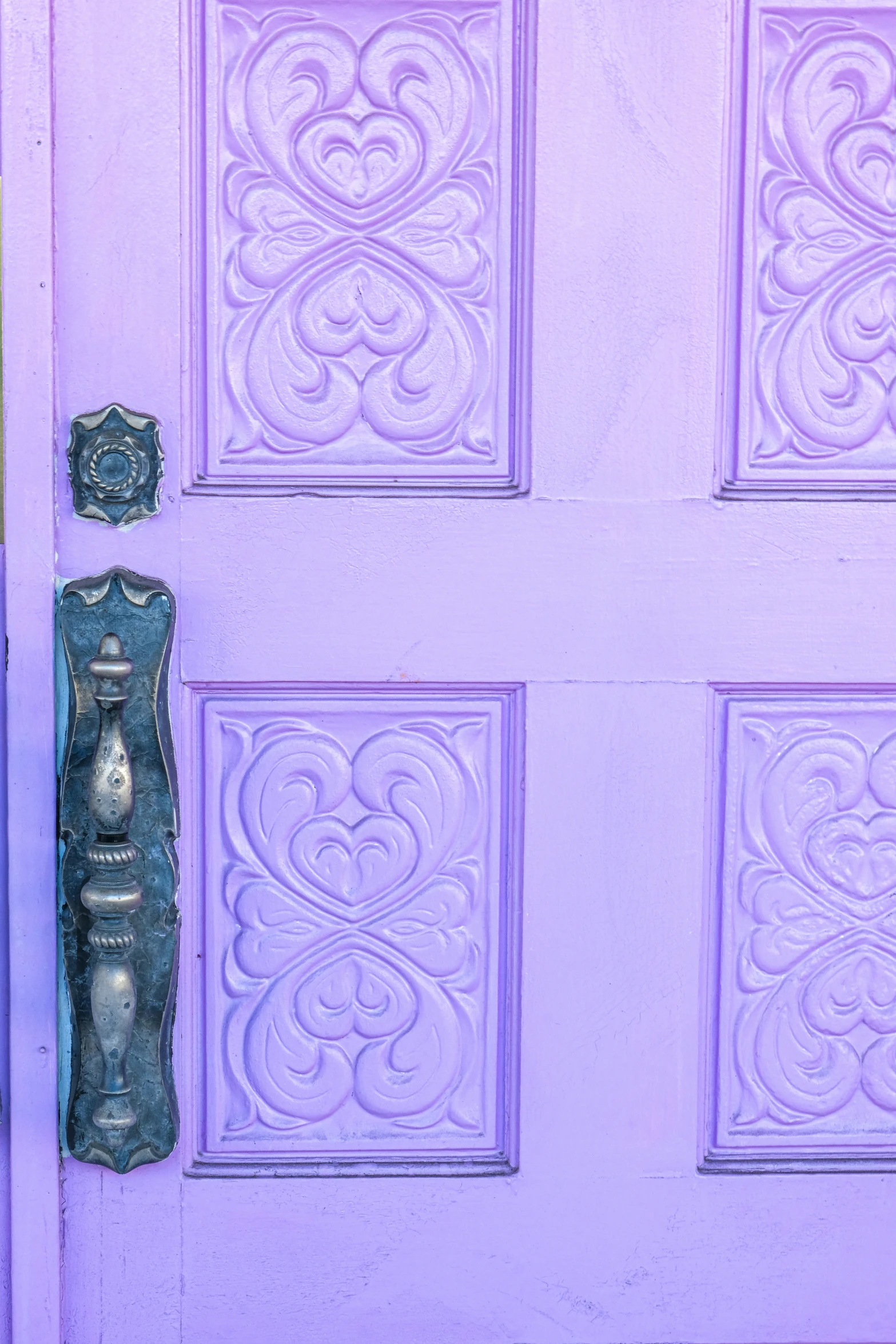 purple door with handle on white background