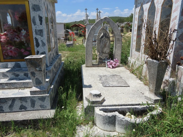 the headstones and flowers were left at the grave stones