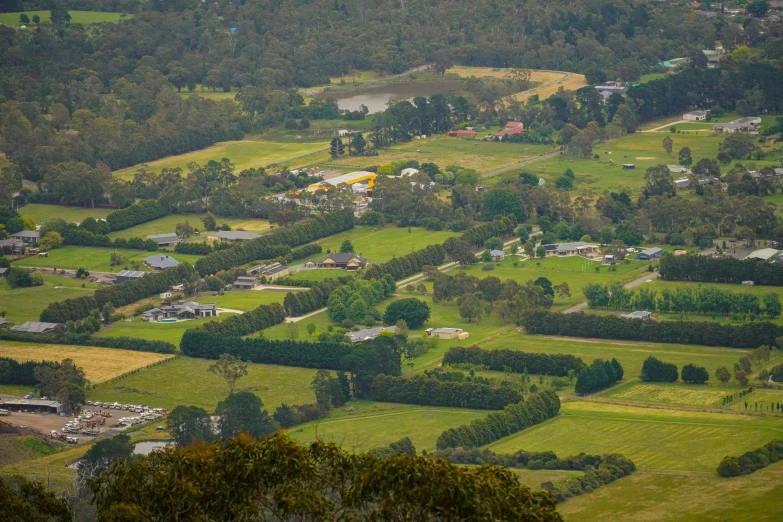 a large view of the town from a hill