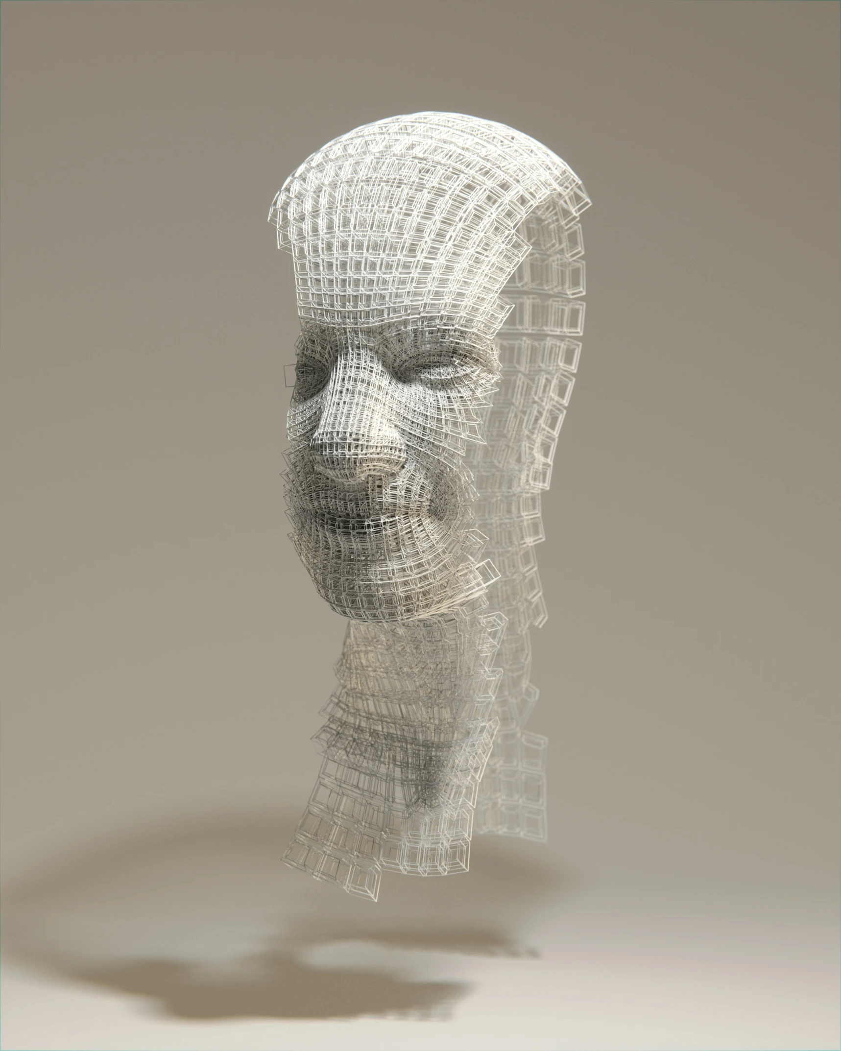a large head made out of strings is shown with a light background