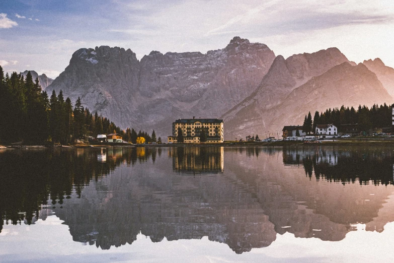 there is a mountain reflected in the water