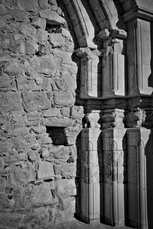 the old stone pillars of a building