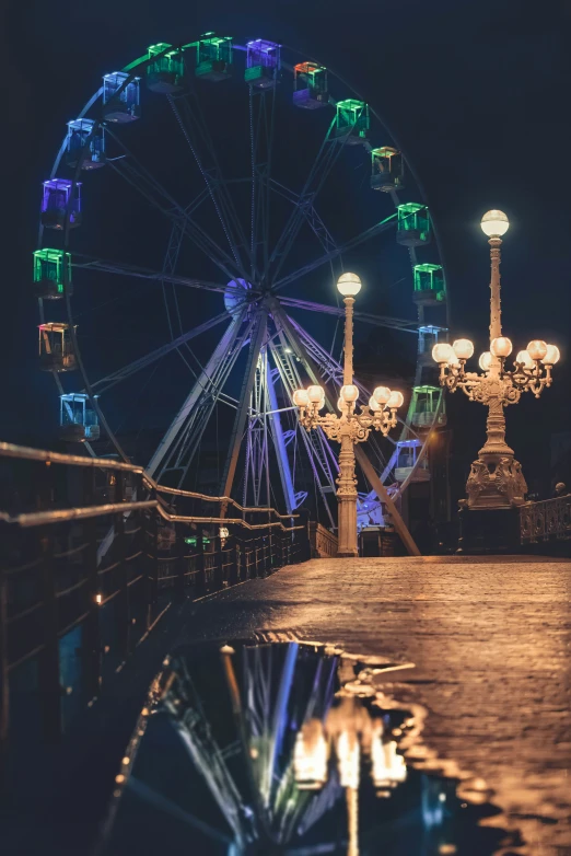 a ferris wheel in the middle of an empty park